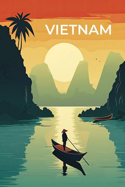 Vintage Reiseplakat Vietnam von True Nature Art