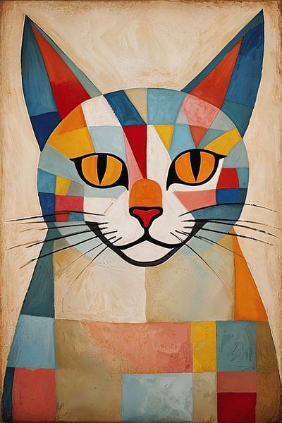 Kat im Stil von Paul Klee von Art & Soul Creations