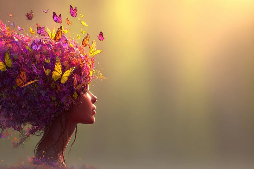 Frau mit Blumen Porträt von Egon Zitter