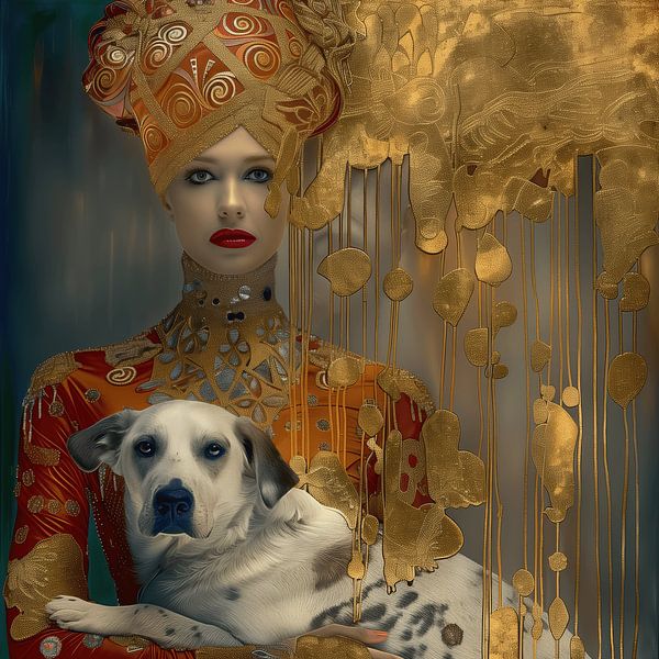 Portrait with dog by Ton Kuijpers