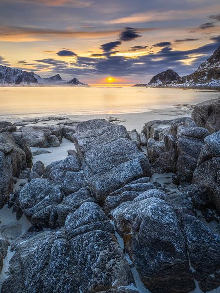 Zonsondergang Haukland strand von Henk Goossens