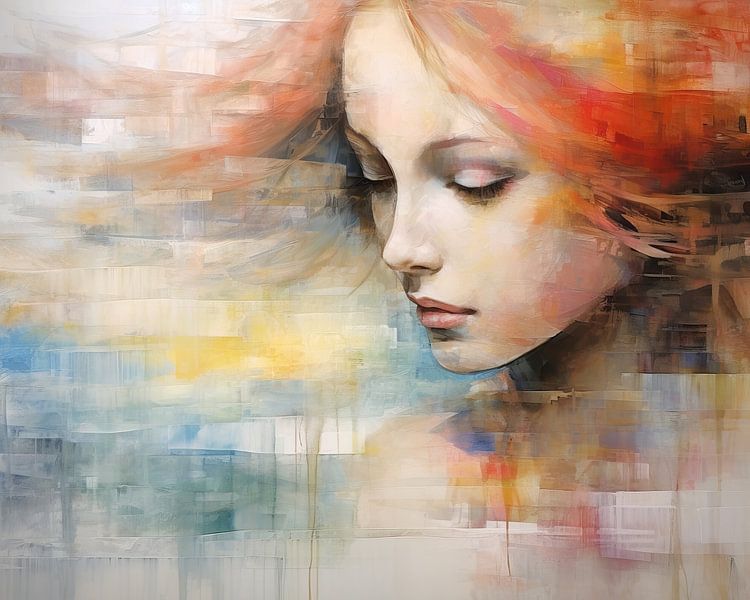 Woman Modern Portrait | Solitary Firelight Gaze by Art Whims