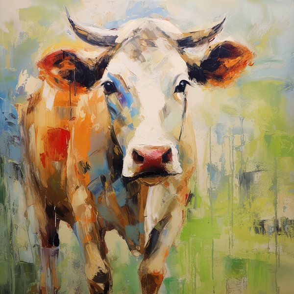 Malerei Kuh - Abstrakte Kuh Malerei von Wunderbare Kunst