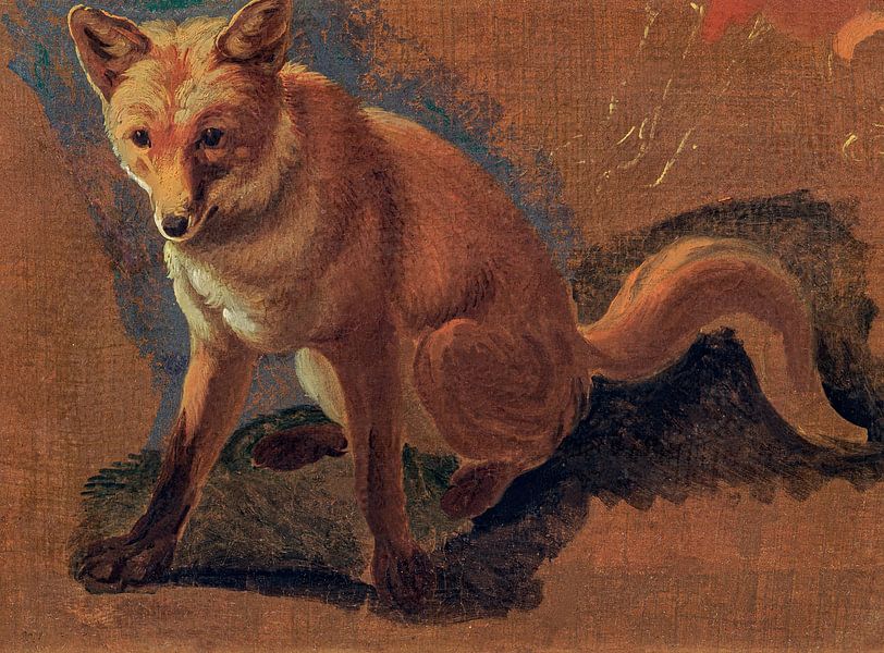 Étude d'un renard . Peinture à l'huile de Jacques Lauren Laurent Agasse de couleur orange, marron et par Dina Dankers