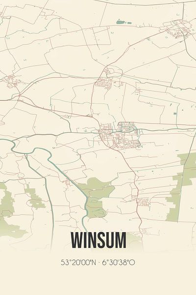 Carte ancienne de Winsum (Groningen) par Affiches de lieux