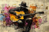 Gitarrenspieler-Graffiti – Farbenfrohes Musikgemälde