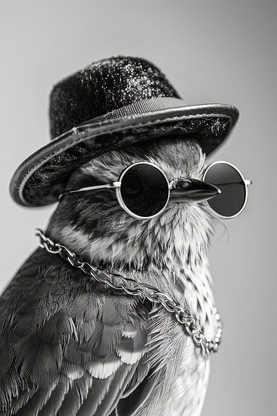 Grive musicienne avec casquette et chaîne par Poster Art Shop