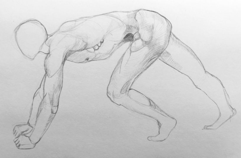 Drawing of a man figure in black and white. by Therese Brals