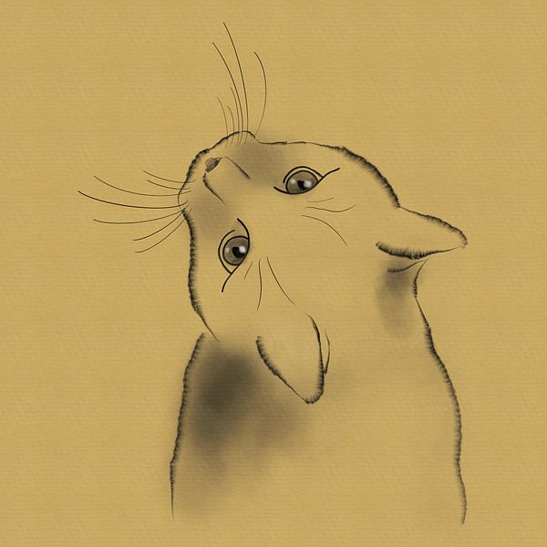 Pen drawing cat by Lida Bruinen