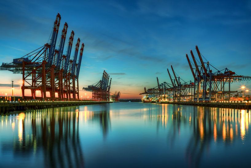 Hamburg - Blue hour at the quay by Sabine Wagner