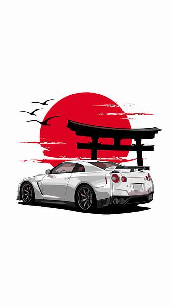 Japanisches Auto Red Moon von Vicky Hanggara