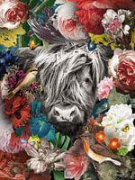 Scottish Highlander in mixed media artwork