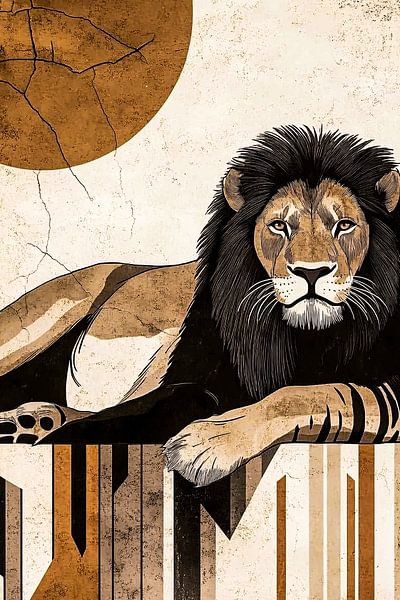 Mächtiger Löwe im Art-déco-Stil von Art & Soul Creations