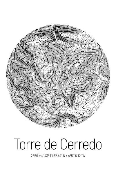 Torre de Cerredo | Landkarte Topografie (Minimal) von ViaMapia