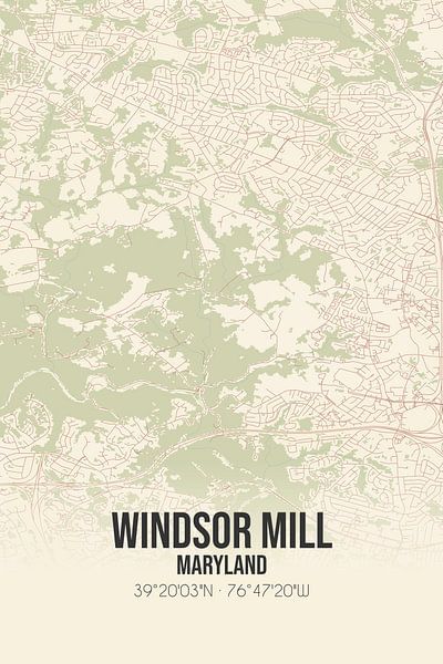 Alte Karte von Windsor Mill (Maryland), USA. von Ortsdrucke