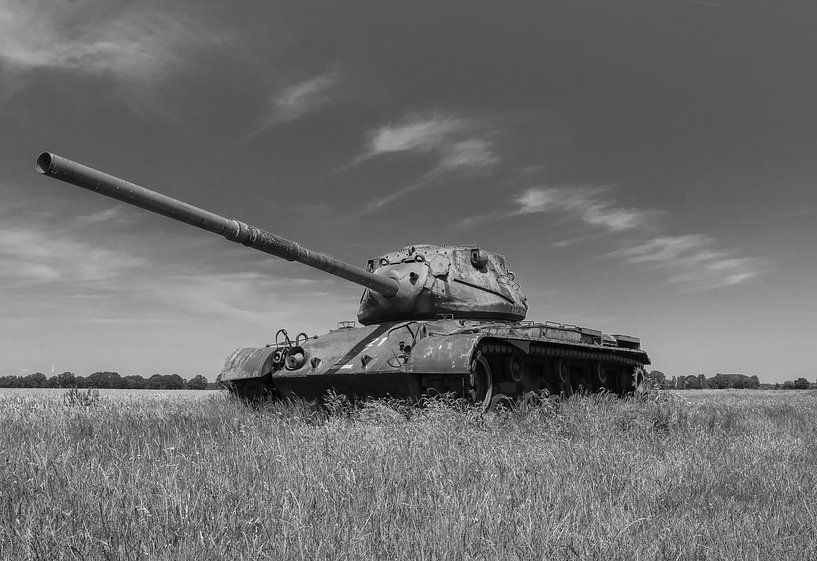 M47 Patton army tank black white 2 by Martin Albers Photography