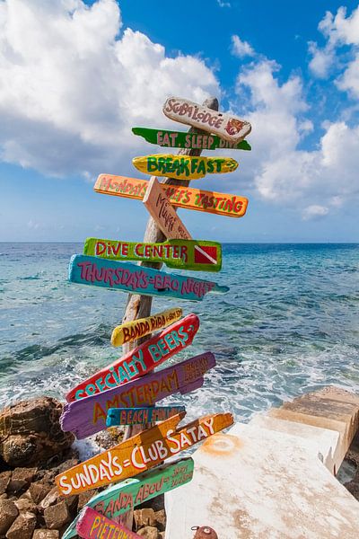 Signpost in Curacao by Tim van Breukelen