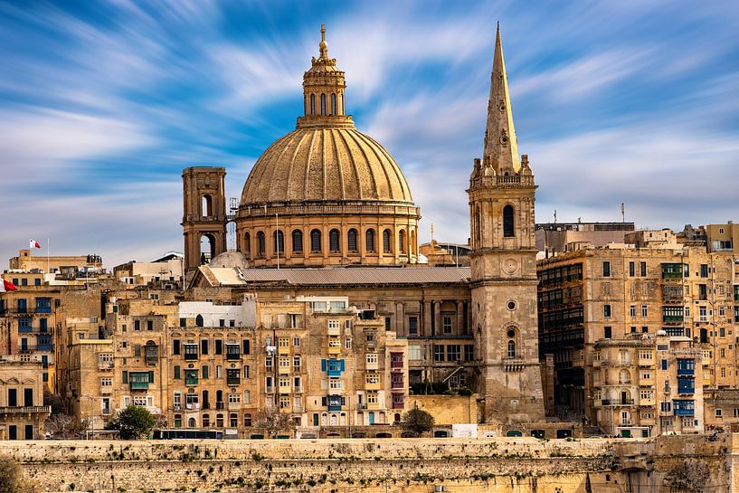 Architektur Skyline Altstadt mit Dom in Valletta auf Malta von Dieter Walther