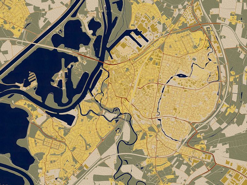 Map of Roermond in the style of Gustav Klimt by Maporia
