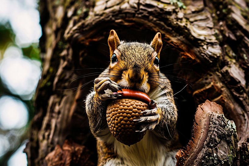Squirrel with large acorn by Art & Soul Creations