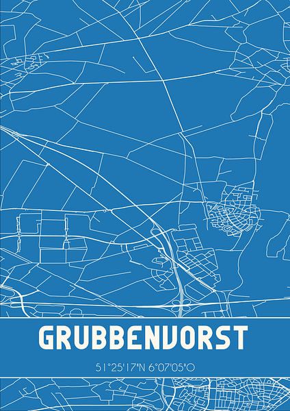 Blueprint | Carte | Grubbenvorst (Limburg) par Affiches de lieux