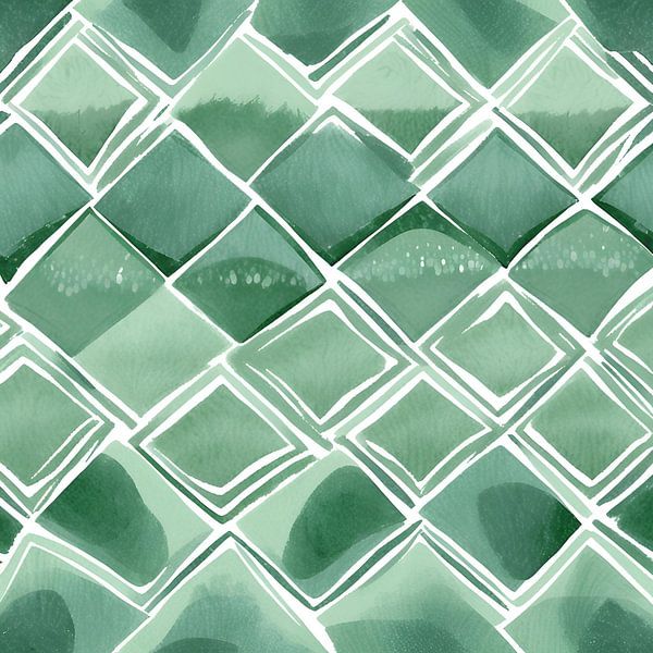 Ecailles de poisson abstraites vertes - Peinture Art Déco 1.0 par ComfortQ