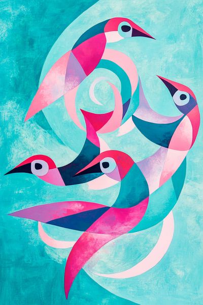 Une liberté colorée - les oiseaux en vol par Poster Art Shop