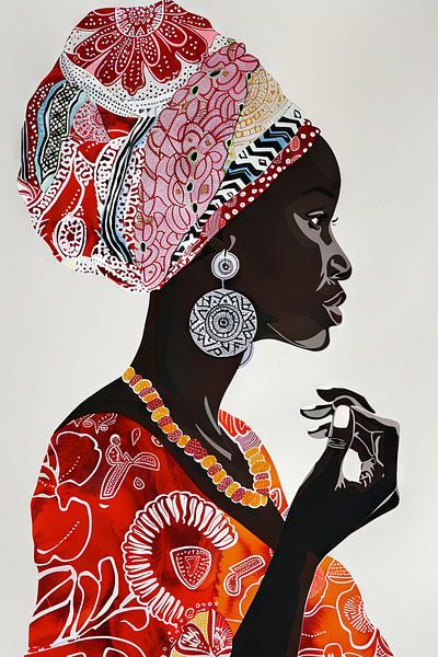 L'élégance africaine - Portrait coloré par Poster Art Shop