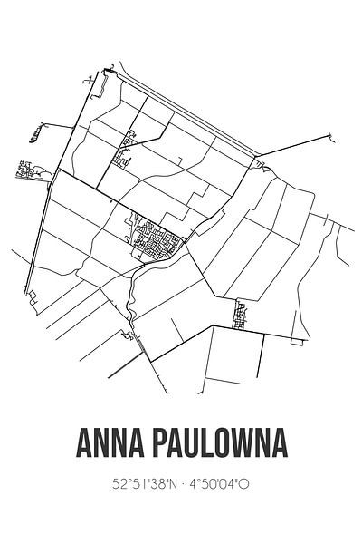 Anna Paulowna (Noord-Holland) | Carte | Noir et blanc par Affiches de lieux