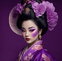Geisha aus Japan in traditioneller Kleidung und Frisur.