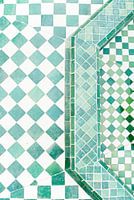 Muster aus grünen und weißen Fliesen in Marrakesch, Marokko