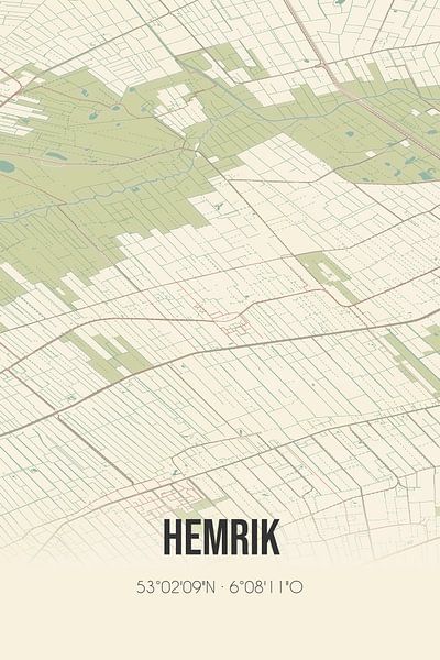 Carte ancienne d'Hemrik (Fryslan) par Affiches de lieux