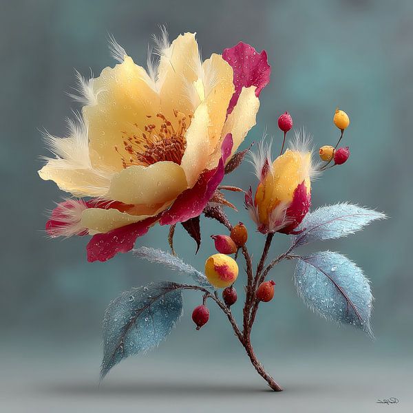 yellow flower with water and icing by Gelissen Artworks