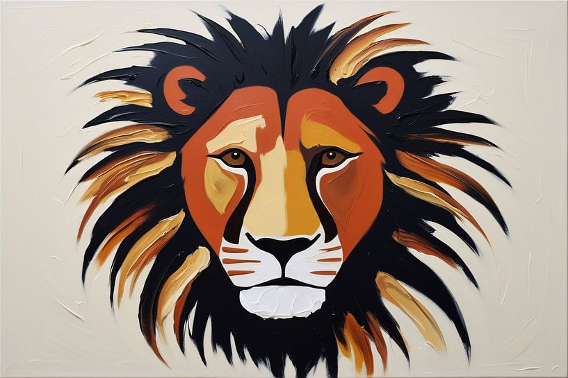 Abstract portret van leeuwenkop van Art & Soul Creations