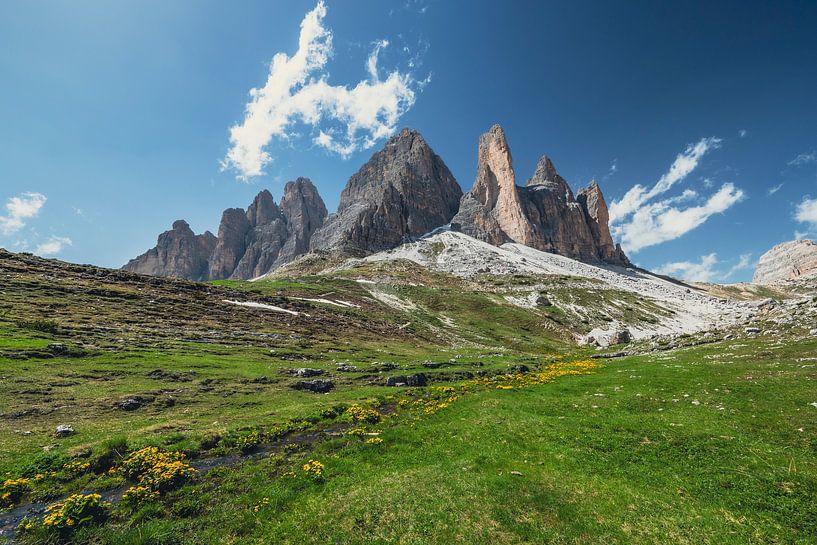 Tre Cime di Lavaredo or Drei Zinnen mountains in the Dolomites Italy by Sjoerd van der Wal Photography