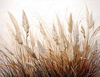 Graminées et herbes folles de couleurs douces sur fond clair