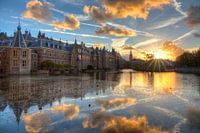 Het Torentje en Binnenhof weerspiegeld in de Hofvijver