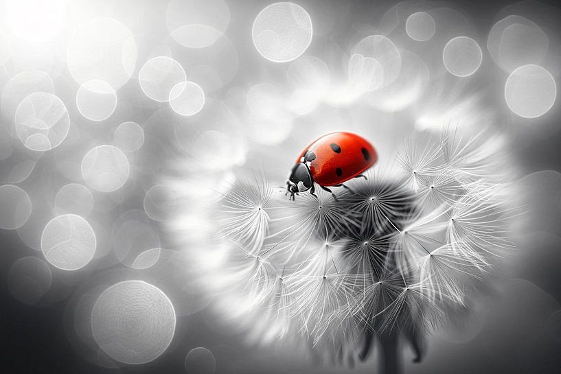 Marienkäfertraum auf zarter Pusteblume von artefacti