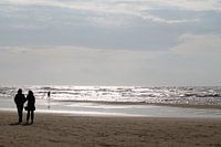 Une promenade sur la plage au coucher du soleil.