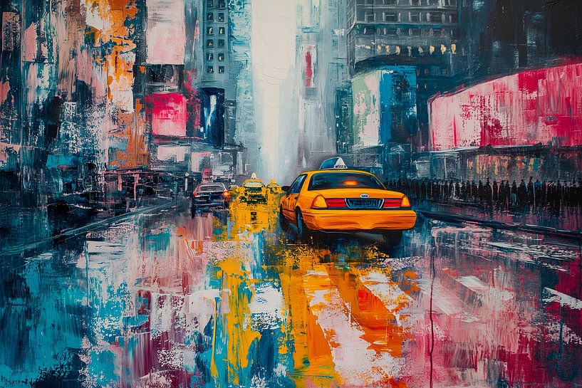 abstract taxi background in the city, art design by Animaflora PicsStock