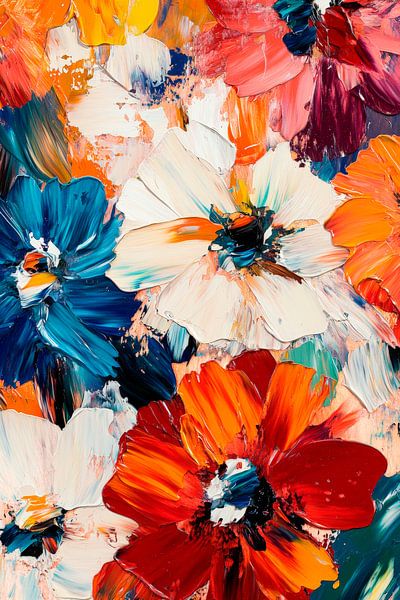 Des aquarelles de fleurs multicolores en explosion de couleurs par Poster Art Shop