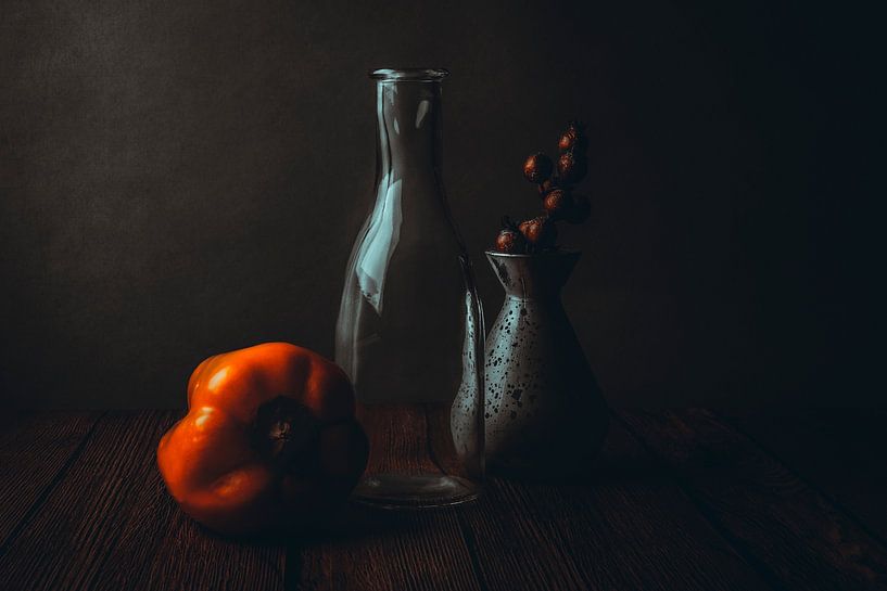 Nature morte poivron par Karin aan de muur