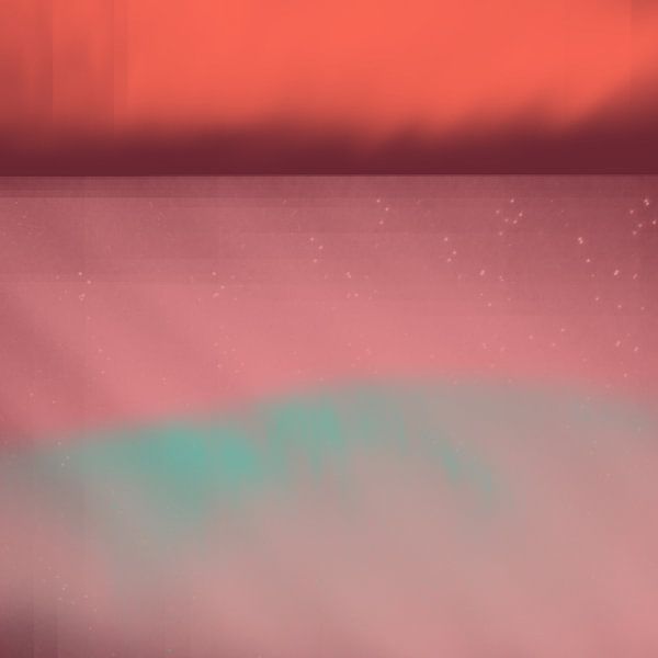 Moderne abstracte kunst. Abstract landschap in neonkleuren rood, roze, groen van Dina Dankers