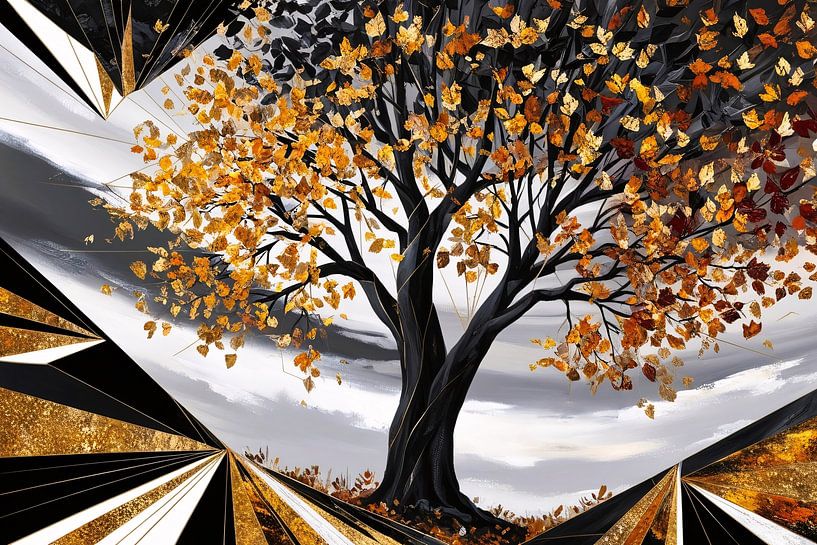 Abstract autumn tree with contrast by Art & Soul Creations