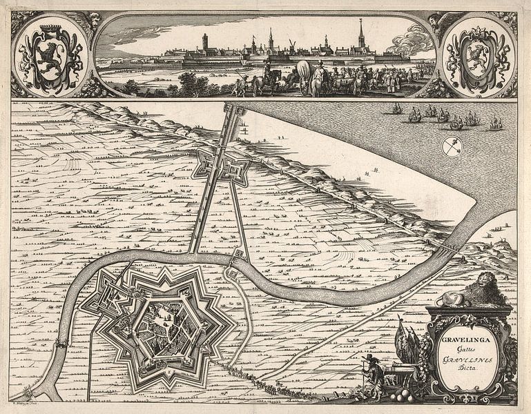 Old map of Grevelingen from around 1730 by Gert Hilbink