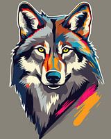 Alpha Vibrance: Pop Art Grauer Wolf