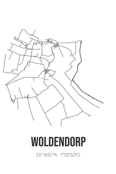 Woldendorp (Groningen) | Carte | Noir et blanc par Affiches de lieux