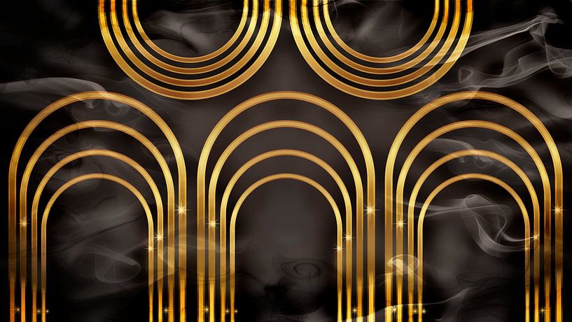 Goldenes Gleichgewicht Art Deco Geometrie von Mad Dog Art