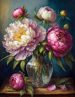 Vase mit Pfingstrosen