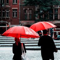 Red umbrellas in Amsterdam